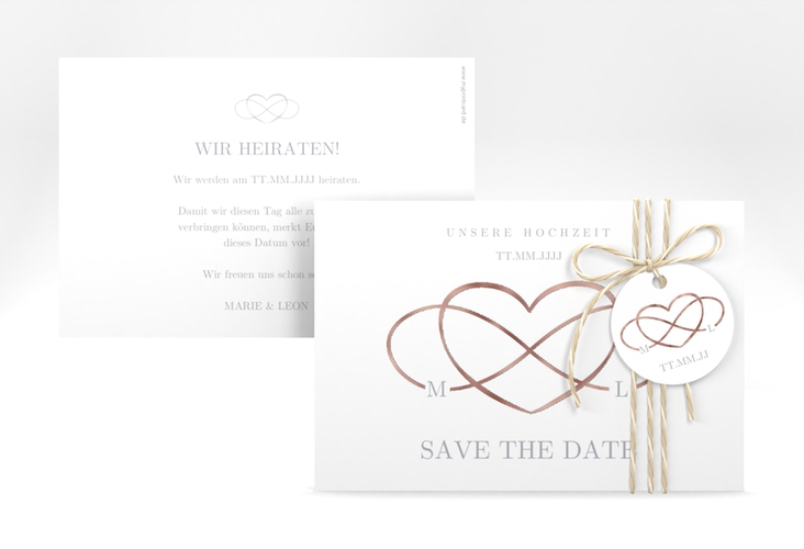 Save the Date-Karte Infinity A6 Karte quer grau rosegold