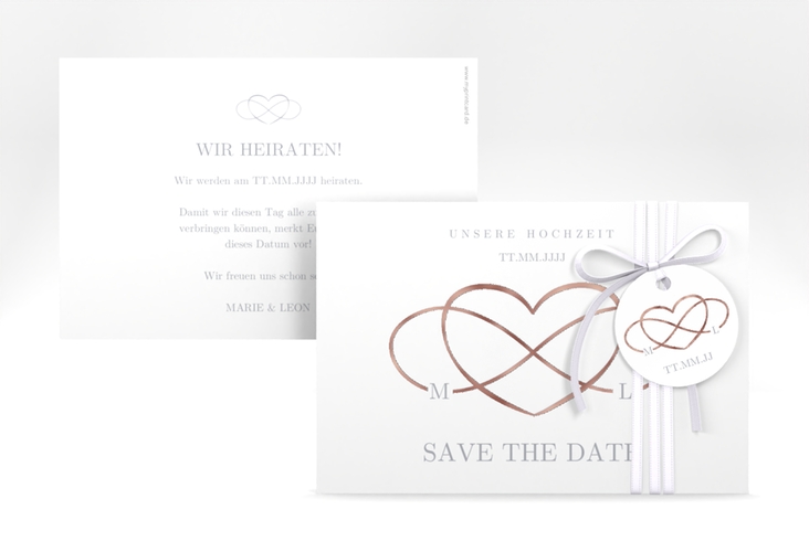 Save the Date-Karte Infinity A6 Karte quer grau rosegold