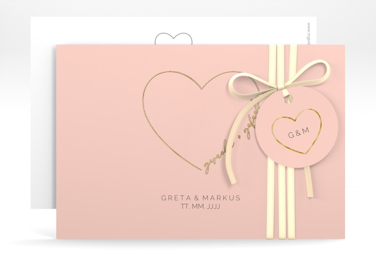 Save the Date-Karte Lebenstraum A6 Karte quer rosa gold