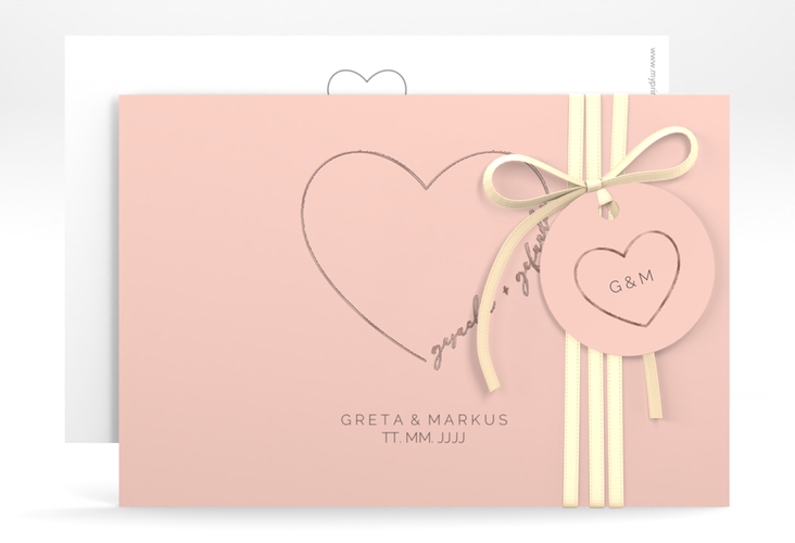 Save the Date-Karte Lebenstraum A6 Karte quer rosa rosegold