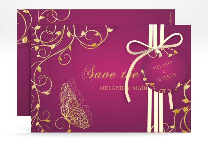 Save the Date-Karte Eternity A6 Karte quer pink gold