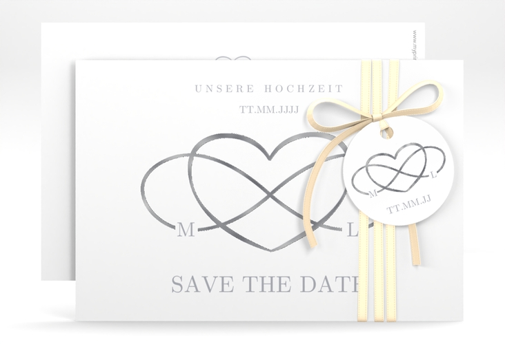 Save the Date-Karte Infinity A6 Karte quer grau silber