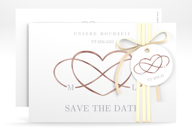 Save the Date-Karte Infinity A6 Karte quer grau rosegold