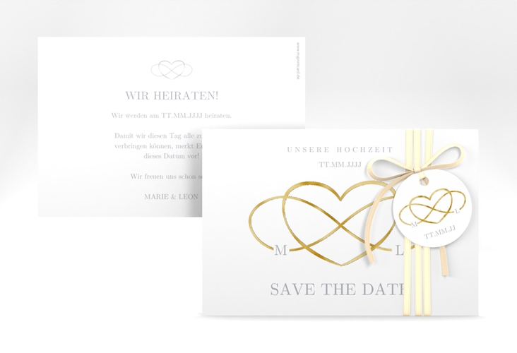 Save the Date-Karte Infinity A6 Karte quer grau gold