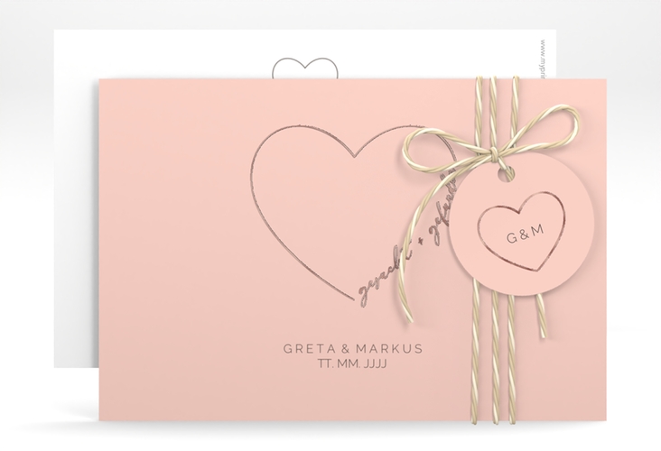 Save the Date-Karte Lebenstraum A6 Karte quer rosa rosegold