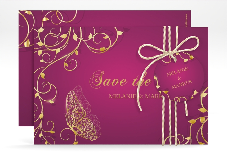 Save the Date-Karte Eternity A6 Karte quer pink gold