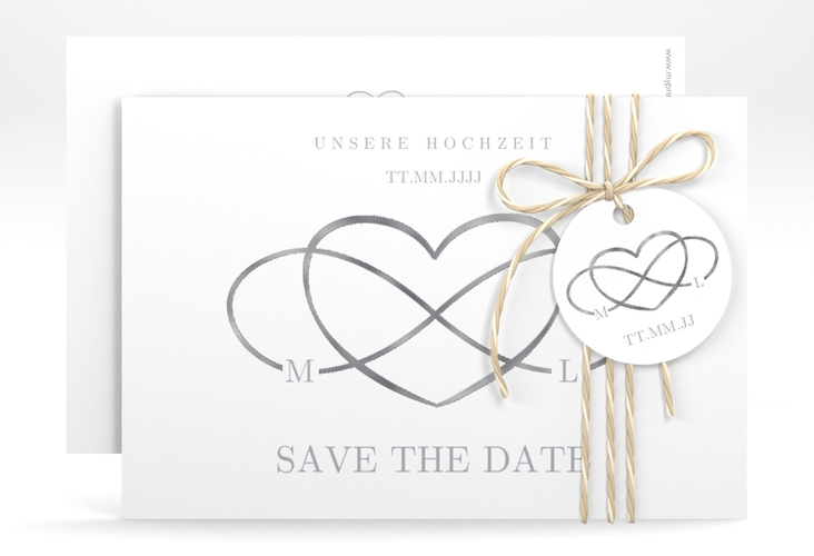 Save the Date-Karte Infinity A6 Karte quer grau silber