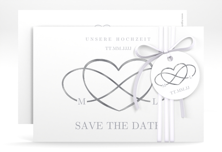 Save the Date-Karte Infinity A6 Karte quer grau silber