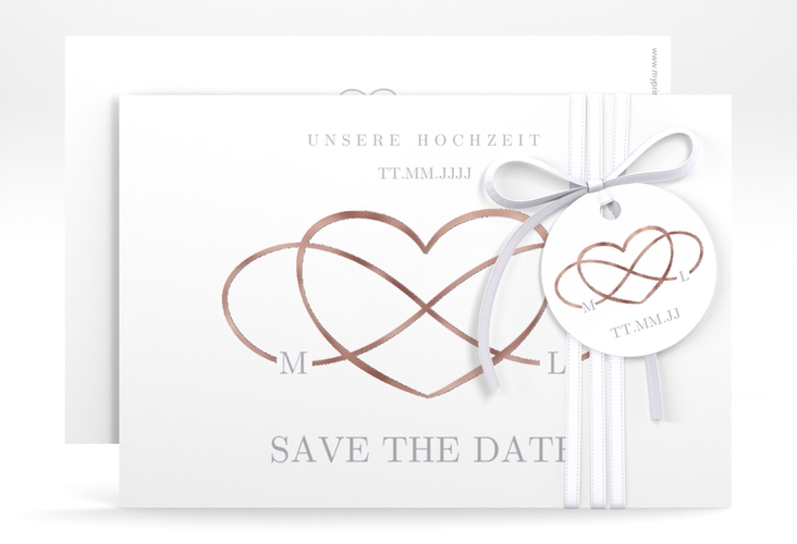 Save the Date-Karte Infinity A6 Karte quer grau rosegold