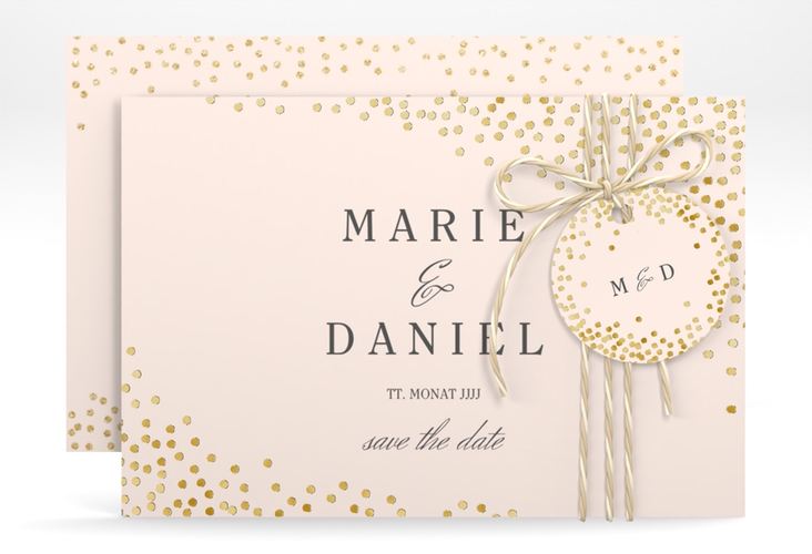 Save the Date-Karte Glitter A6 Karte quer rosa gold