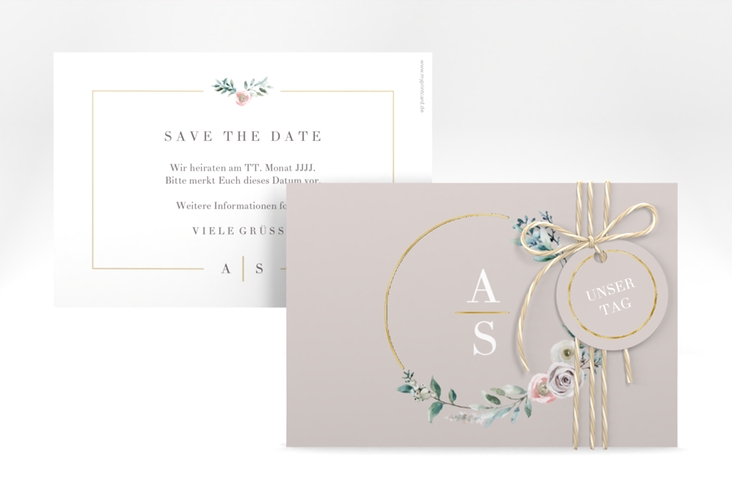 Save the Date-Karte Symphonie A6 Karte quer rosa gold