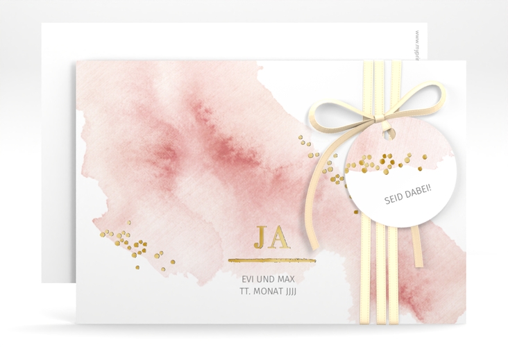 Save the Date-Karte Pastell A6 Karte quer rosa gold