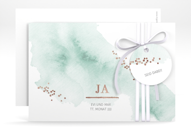 Save the Date-Karte Pastell A6 Karte quer mint rosegold