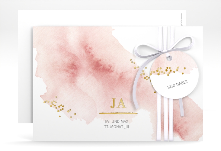 Save the Date-Karte Pastell A6 Karte quer rosa gold