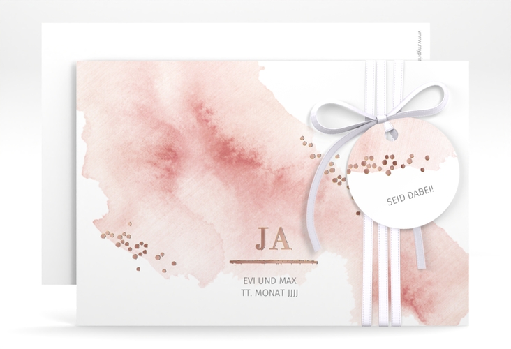 Save the Date-Karte Pastell A6 Karte quer rosa rosegold