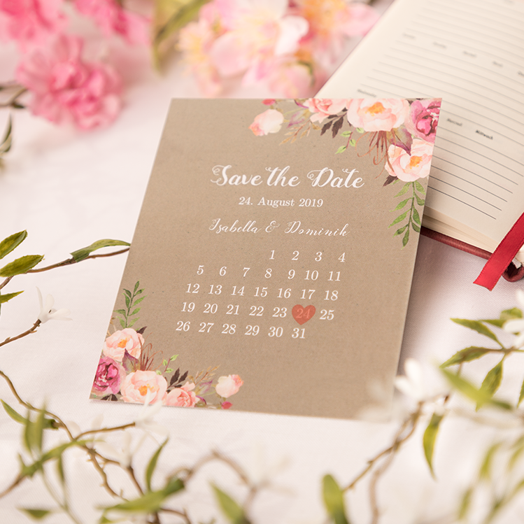 Die Save The Date Karte Als Kalenderblatt Myprintcard